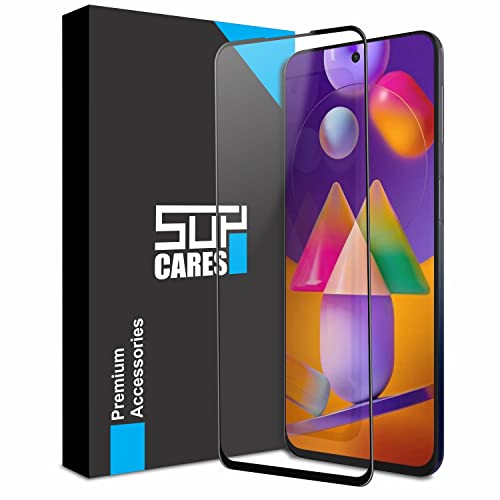 Image of SupCares Tempered Glass for Samsung Galaxy M31S, A51, A52, A52S and Galaxy A52 (6.5 Inch) With Installation Kit | Military-Grade Gorilla Screen Protector | Edge to Edge Coverage | Black