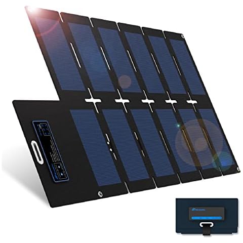 Nicesolar 30W Foldable Solar Panel Solar Charger Dual USB Quick Charge Lightweight IP67 Compact iPhone iPad Galaxy Android Compatible, 30W Portable 12V Battery Charger Kit for Car, Boat, RV 12V Cover