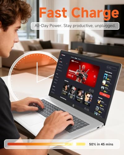 Image of HP 17 Inch Touchscreen Laptop Computer for Business, AMD Ryzen 5 7430U, 17.3 inch HD+ Anti-Glare Display, 16 GB RAM, 1 TB SSD, Copilot AI, Wi-Fi 6, Bluetooth 5.4, Fast Charge