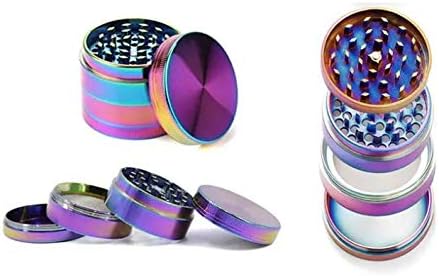4 Piece Metal Tobacco Grinder Herb Spice Grinder Zinc Alloy Metal Grinder (Rainbow)