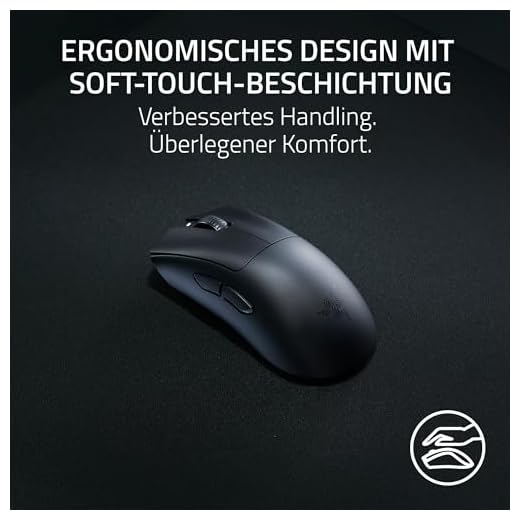 Razer DeathAdder V3 HyperSpeed - Ultra leichte kabellose ergonomische E-Sport Gaming-Maus mit 26K DPI (55g leicht, Soft-Touch-Beschichtung, 100 Stunden Laufzeit, HyperSpeed mit 8K Hz) Schwarz