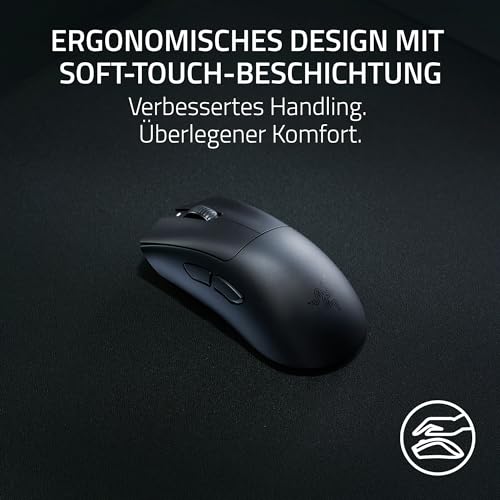 Razer DeathAdder V3 HyperSpeed - Ultra leichte kabellose ergonomische E-Sport Gaming-Maus mit 26K DPI (55g leicht, Soft-Touch-Beschichtung, 100 Stunden Laufzeit, HyperSpeed mit 8K Hz) Schwarz 3