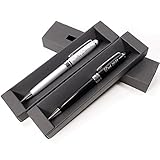 Bolígrafo metálico personalizado + caja de regalo | Diseñe un regalo realmente único | Grabado con láser (Plateado)