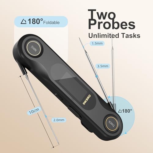 Image of INKBIRD IHT-42K Dual-Probe Digital Food Thermometer for Kitchen | 0.5 Sec Instant Read, Highly Accurate Meat Thermometer with Full Body Waterproof Rotate to Wake, Ideal for Cooking BBQ Baking