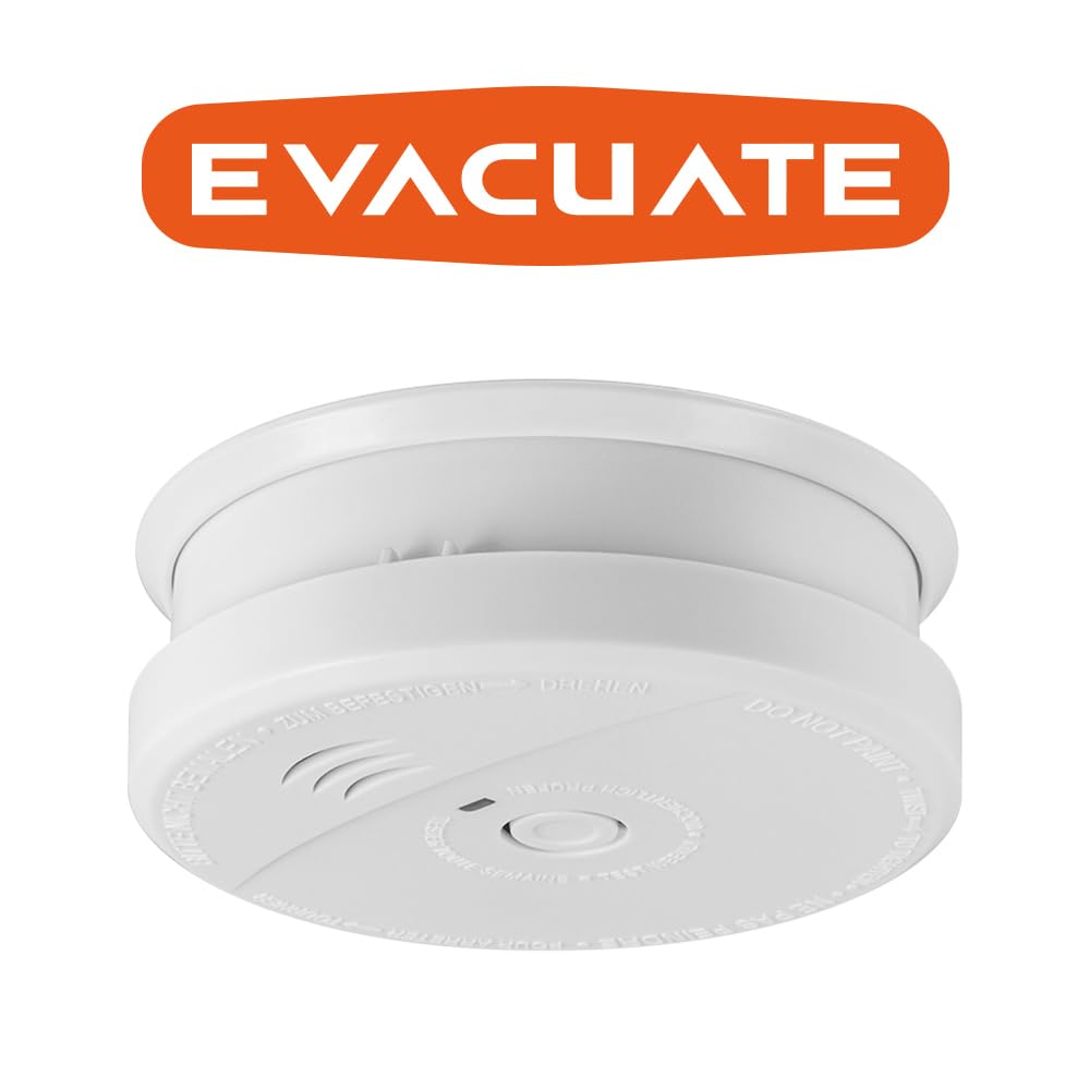 EVACUATE - Lot De 4 Détecteurs De Fumée NF - Supports Aimantés Fixation