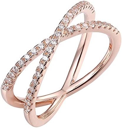 PAVOI 14K Gold Plated X Ring Simulated Diamond CZ Criss Cross Ring for Women PAVOI 14K Gold Plated X Ring Simulated Diamond CZ Criss Cross Ring for Women
