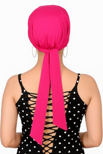 Image of Pure Cotton Double Layer Head Scarves Hair Wrap Cap, Adjustable Free Size Head Cover for Women, Girls, Under Helmet Cover