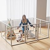 Clear Acrylic Dog Playpen, Indoor Pet Fence with Clear Panels, Easy to Assemble & Clean, Suitable for Rabbits, Cats, Hedgehogs, Small Dogs (59 Inch, 10 Panels)