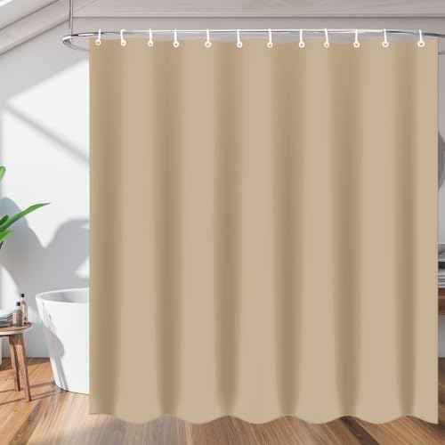 Rideau de douche lavable en machine beige chaud polyester imperméable