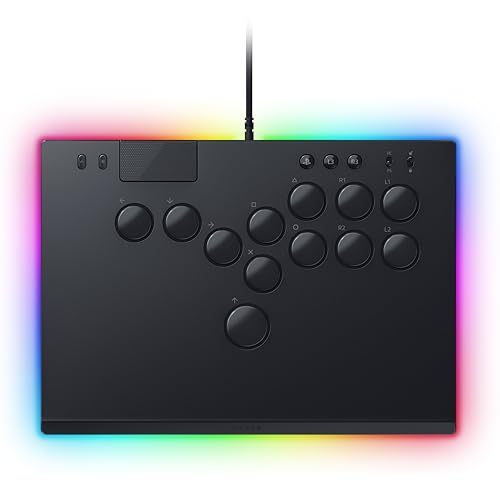 Razer Kitsune - Optischer All-Button-Arcade-Controller für PS5 und PC (Layout mit 4 präzisen Bewegungstasten, Flache lineare optische Switches von Razer, Dünnes, portables Gehäuse) Schwarz