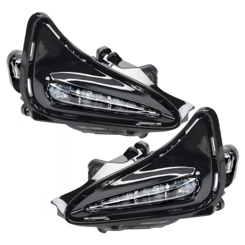 YLT AUTO Front Bumper Running Fog Light Pair Replacement Kit LH+RH Turn Signal Clear Mirror with LED Bulb for 2017 2018 2019 Toyota Corolla