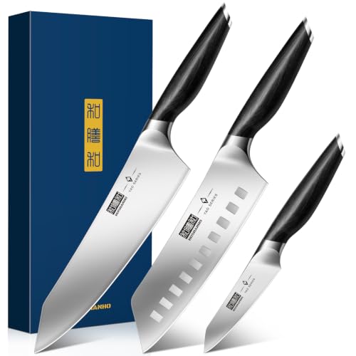 Image of HOSHANHO 3-Piece Knife Set, Ultra Sharp Japanese Kitchen Chef Knife Set