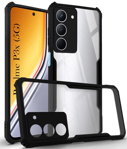 Image of Jkobi Back Case Cover for Realme P3x (Shockproof with Polycarbonate Clear Panel | Professional Black)