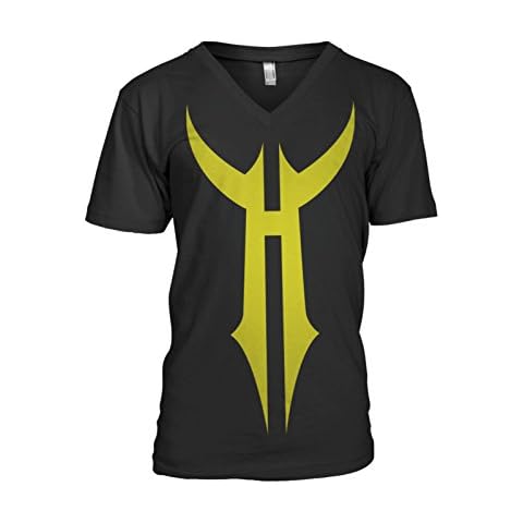 War Hammer Men's Straight Up V Shirt (XL, Black with Yellow) Cover
