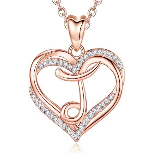 INFUSEU J Collar Inicial Para las Mujeres de la Señora, Corazón