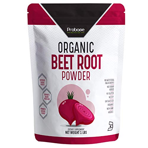 Probase Nutrition Organic Beet Root Powder, Nitric Oxide Boosting Supplement (Circulation Superfood), Uncolored, 16 Oz