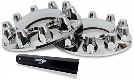 TORQUE Front Axle Wheel Cover Standart Hubcap 33mm for Semi Truck (Chrome Plated ABS Plastic) (2 Pack) (Universal Fit) (TR583-TWC)