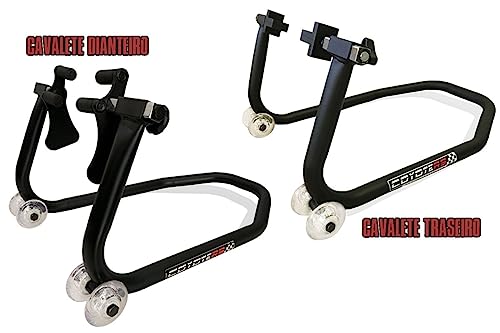 Kit Cavalete Dianteiro + Cavalete Traseiro Coyote - Modelo TOP 4 Rodinhas - Para Motos SEM Slider de