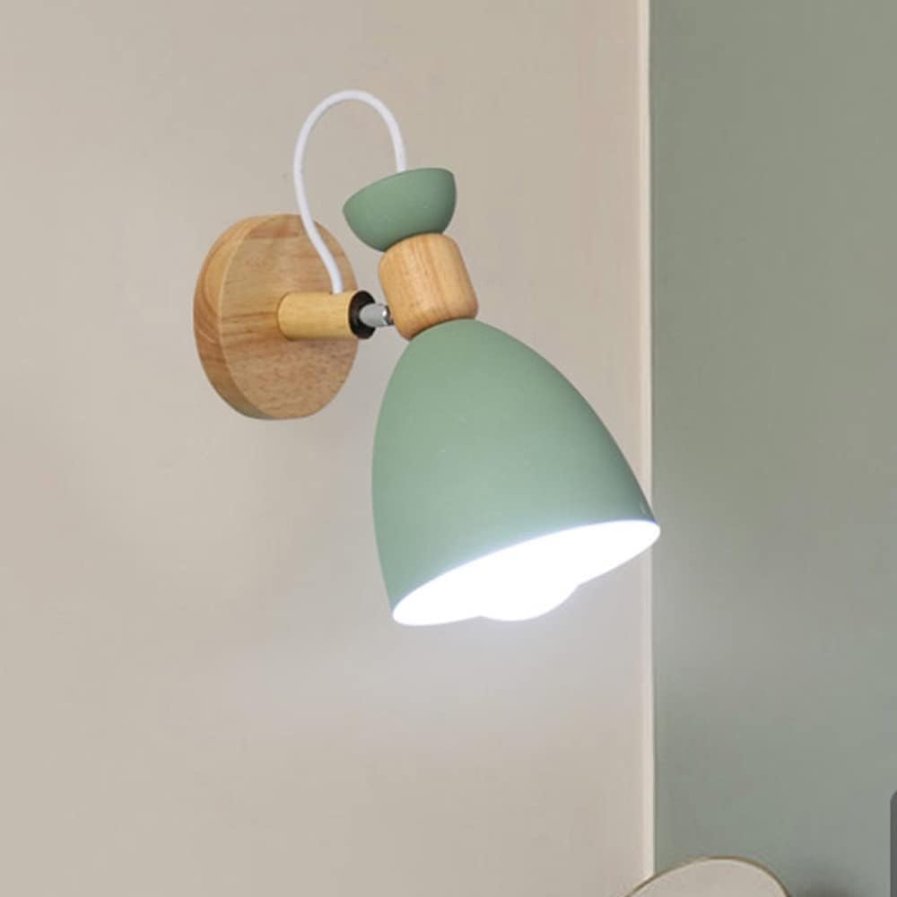 Kinkiet Dziecięcy Lampka Nocna Sypialnia Pokój Dziecięcy Kinkiety Wewnętrzne Kinkiety żelazne Drewniane Regulowane Oświetlenie ścienne Do Kuchni Oświetlenie Sufitowe Dek, Green