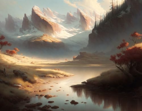 Peinture sur toile décoration grand format poster paysage rivière Rouge pour salon