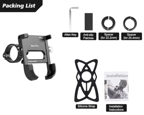 ROTTO Soporte movil Bicicleta Soporte Movil Moto Bici Montaña con 360°Rotación Aluminio Robusto Universal