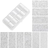 Ceriselle Lace Nail Foil, 10 bandes de feuille à ongles pour transfert & feuille d'ongles holographique, feuille pour ongles dentelle blanche pour design nail art DIY et décoration manucure