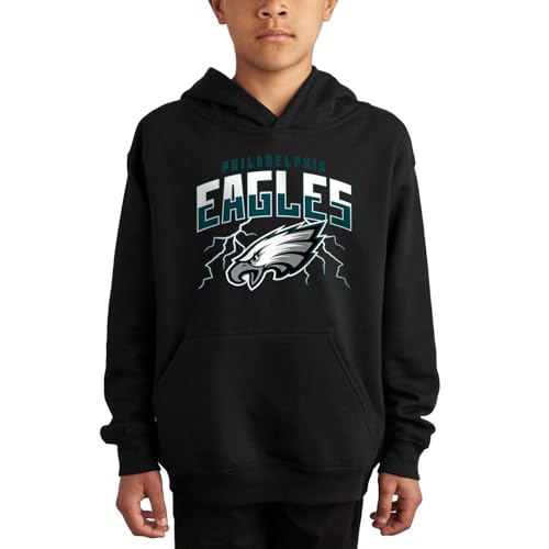 Junk Food NFL - Philadelphia Eagles - Lightning - Officially Licensed Youth Pullover Fleece Hoodie for Boys and Girls