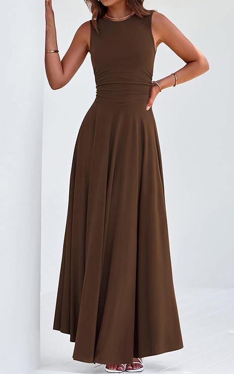 Image of PRETTYGARDEN Womens Summer Dresses 2026 Casual Sleeveless Crewneck Aline Maxi Dress Stretch Tank Flowy Long Dresses