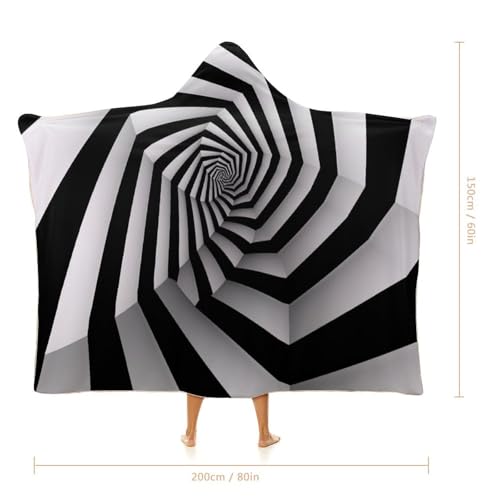 Cape à capuche carrée imprimé spirale noir et blanc de haute qualité - 2