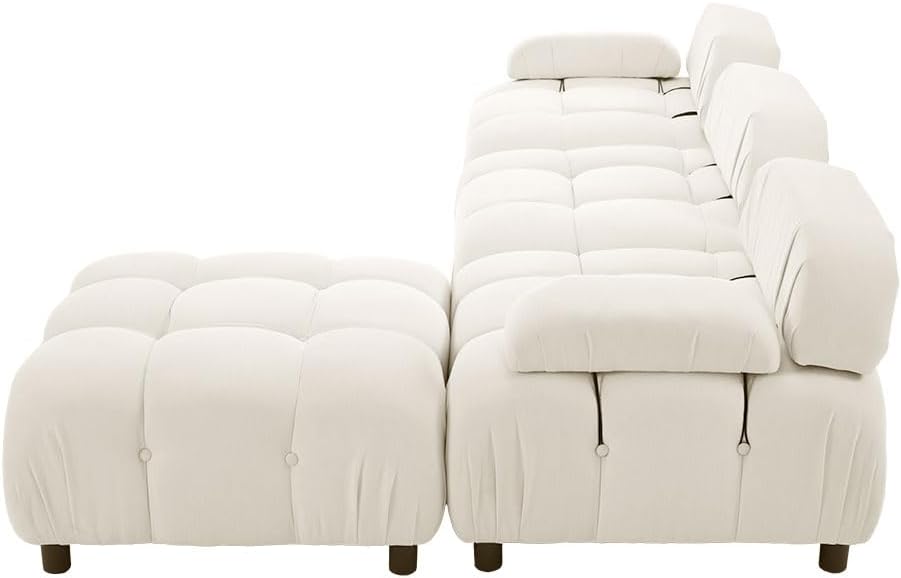 Miniatura 8 de Tmsan Sofá modular modular de felpilla de 96 pulgadas para sala de estar, moderno sofá en forma de L, combinación de diván reversible para