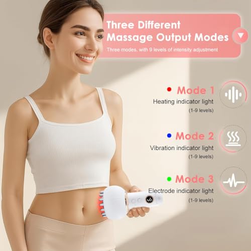 Image of HANNEA Lymphatic Drainage Massager & Anti-Cellulite Tool for Legs, Arms, Belly Sculpting Machine with Microcurrent, Light, Heat, Vibration Reduces Stretch Marks Rechargeable White