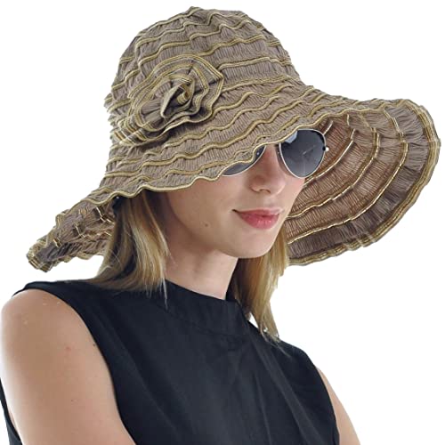 Women Folding Vintage Outdoor Sun Hats For Beach Garden Travelling Uv Protection Brown #TOP18