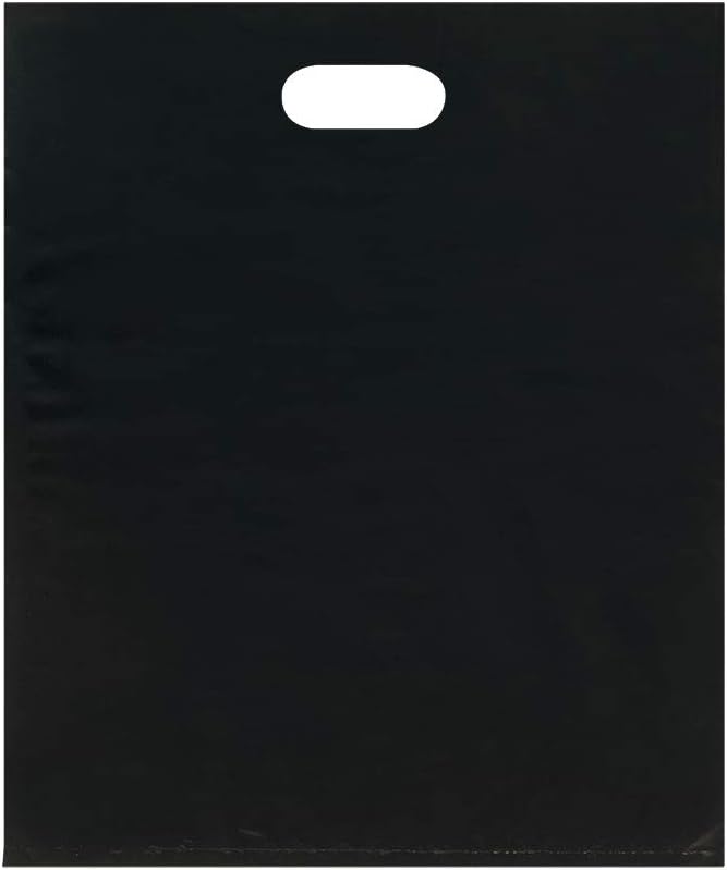 Large Low Density Black Merchandise Bags - 15”W x 4”D x 18”H - Case of 500