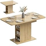 CONCEPTION ÉPAISSE ET SOLIDE : Dotée d'un plateau en MDF robuste de 3 cm d'épaisseur, cette table à manger extensible est conçue pour offrir une résistance supérieure et une durabilité optimale. Avec une charge max. recommandée de 120 kg, sa base piédestal assure une stabilité idéale, que ce soit au quotidien ou en mode extension complète.