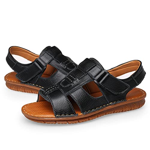 Men Sandals Hollow Out Breathable Genuine Leather Casual for Driving Flat Men Sandals(42)3