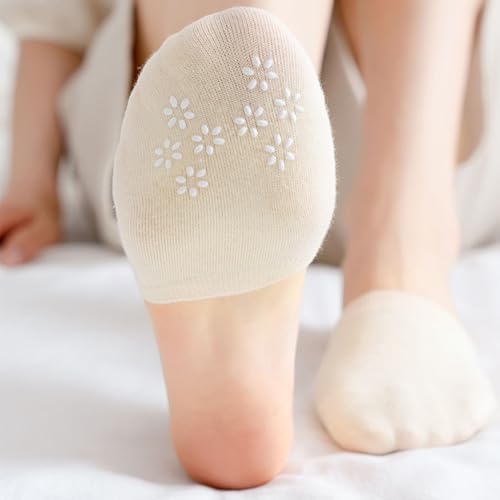 6 Pairs Women's No Show Toe Topper Socks for Mules- Invisible Non-Slip Grip Liners, Seamless & Breathable Half Socks for Sneakers, Flats, Heels, Loafers4