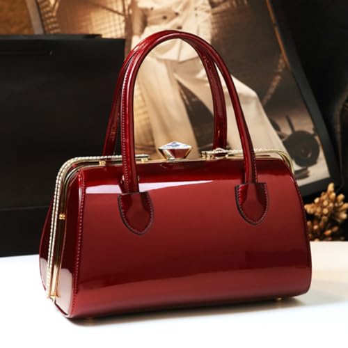 Image of Fashion Leather Women's Top Handle Satchel Crossbody Handbags Diamonds Evening Bag Purses Hard Shoulder Bags | Fashion