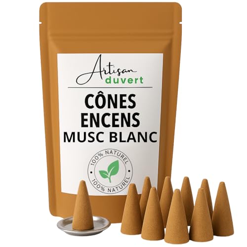 10 conos de incienso naturales de almizcle blanco + base portador...