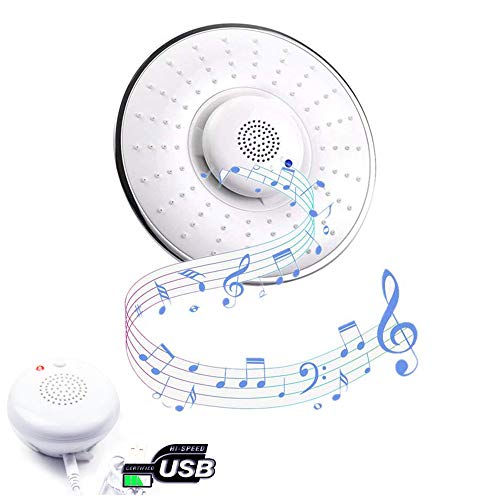 Feste Duschkopf mit wasserdichter Musik-Lautsprecher - Bluetooth Spielzeit Make Denkwürdige Musik Dusch- Anrufe tätigen und empfangen