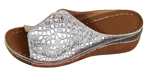 Epsion 2025 Summer Wedges Sandals for Women Casual Arch Support Slippers Flip Flops Retro Non Slip Pillow Slides