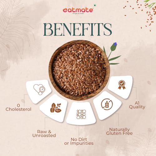 Image of Eatmate Premium Flax Seeds 250g | Raw & Natural Alsi Seeds | Rich in Protein & Dietary Fibre | High in Antioxidants & Iron | Healthy Superfood for Smoothies, Salads & Daily Nutrition