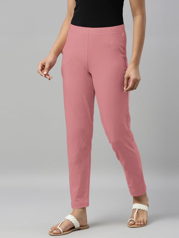 Image of GO COLORS Soft Cotton Stretch Kurti Pants Full Length for Women| Breathable, Mid Rise