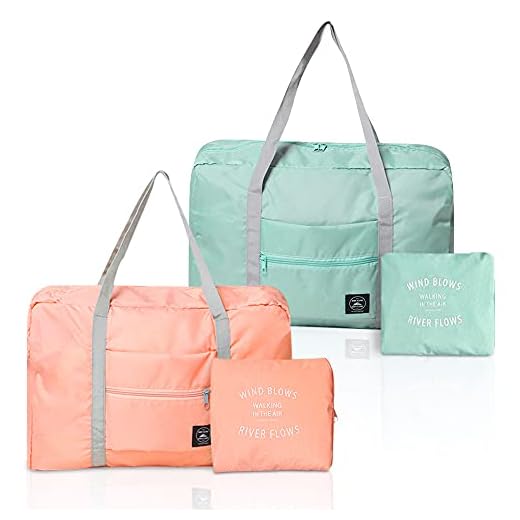 2 Piezas Bolsas de Lona de Viaje Plegables, QLFJ-FurDec Bolsas de Mano Ligeras e Impermeables con Correa para el Hombro, Adecuadas para Fines Semana, Compras, Excursiones, Gimnasio