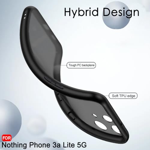 Image of TheGiftKart Hybrid Shockproof Back Cover Case for Nothing Phone 3a Lite 5G | Hard Back Cover Case for Nothing Phone 3a Lite 5G (PC & TPU, Translucent Smoke Matte Back, Black Sides)