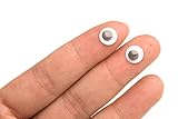 8mm Round Wiggle Eyes Glue-On Black and White Flat Back