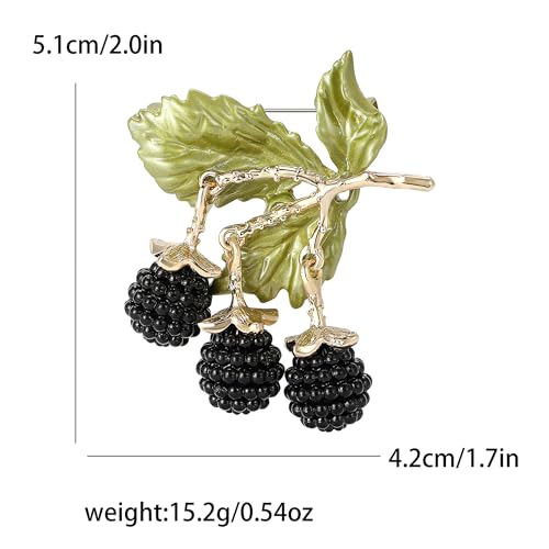 Image of Fashion Enamel Blackberries Pendant Brooch for Women Plant Pin Fruit Brooch for Bag, Sweater, Coat, Hat, Shoes, Dress, Suit,Summer Vacation