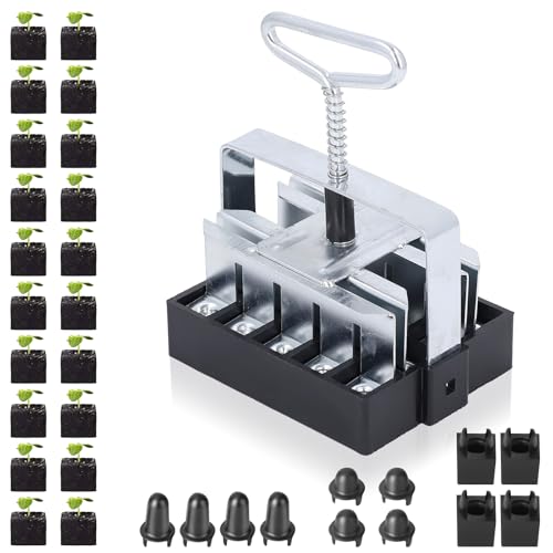 2-in-1 Soil Block Maker Für Saatgut, Erdballenpresse Anzucht Mit Verdickter Griff, Manueller Quad Bodenblocker Set Für Saatgut-Stater, Garten Boden Blumenerde Für Outdoor-Pflanzen