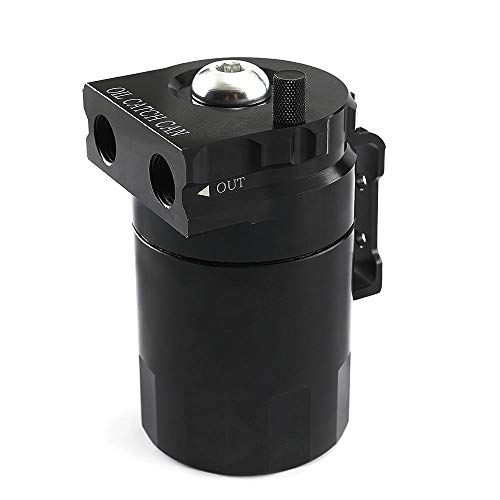 Aiuphing oil catch can, Universal Motorluft-Ölabscheiderbehälter, 300ml Aluminium Ölauffangbehälter mit Luftfilter,Schlauch und sonstiges Zubehör (Schwarz)