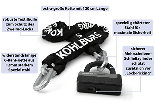 Motorrad Kettenschloss Kohlburg 120 cm massives Kettenschloss