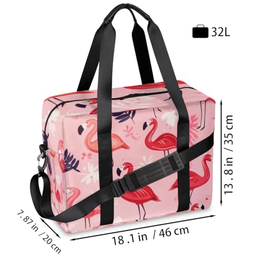 Leaf Flamingos Travel Duffel Bag for Men Women Red Birds Sports Gym Bag Waterproof Weekender Overnight Bags Foldable Carry on Backpack for Swim Yoga Fitness Workout2